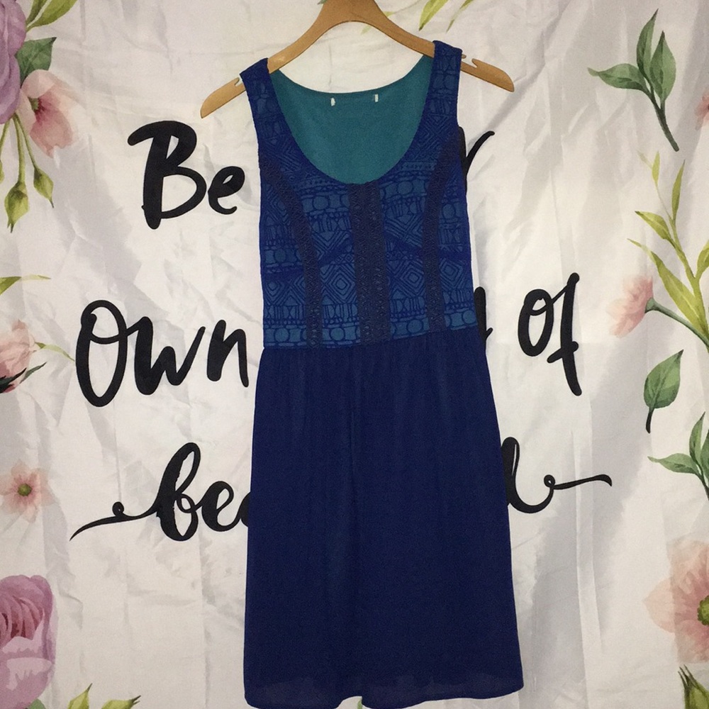 Dark blue and dark teal dress